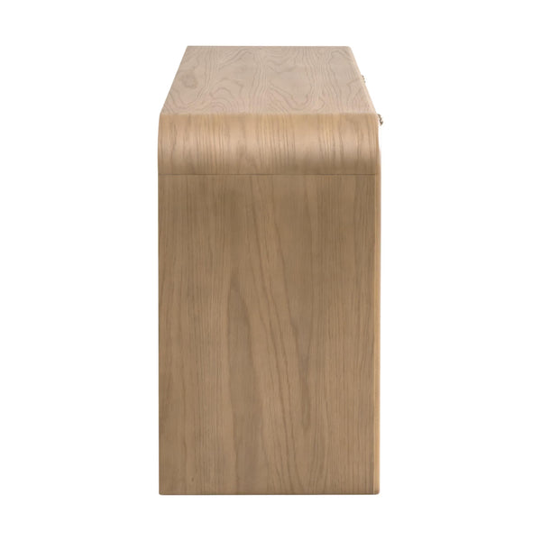 Essentials for Living Cannes Solid Oak Cane Door Media Sideboard with Brass Knobs and Soft Close Storage 5278.NAT-OAK