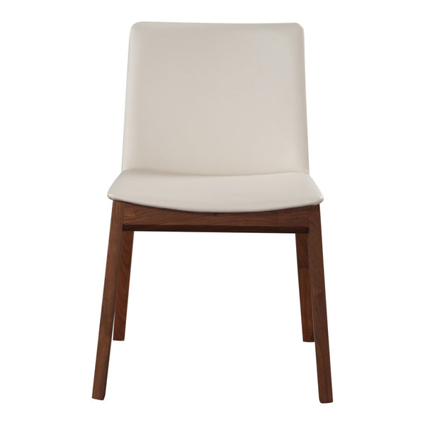 HomeRoots Set of Two Stylish Faux Leather Dining Chairs – Modern White & Brown Upholstered Accent Seating 527800