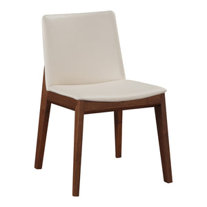 HomeRoots Set of Two Stylish Faux Leather Dining Chairs – Modern White & Brown Upholstered Accent Seating 527800