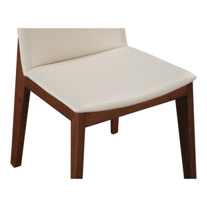 HomeRoots Set of Two Stylish Faux Leather Dining Chairs – Modern White & Brown Upholstered Accent Seating 527800