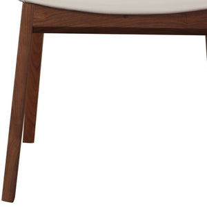HomeRoots Set of Two Stylish Faux Leather Dining Chairs – Modern White & Brown Upholstered Accent Seating 527800