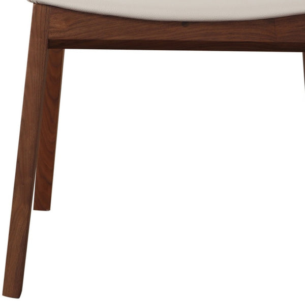 HomeRoots Set of Two Stylish Faux Leather Dining Chairs – Modern White & Brown Upholstered Accent Seating 527800
