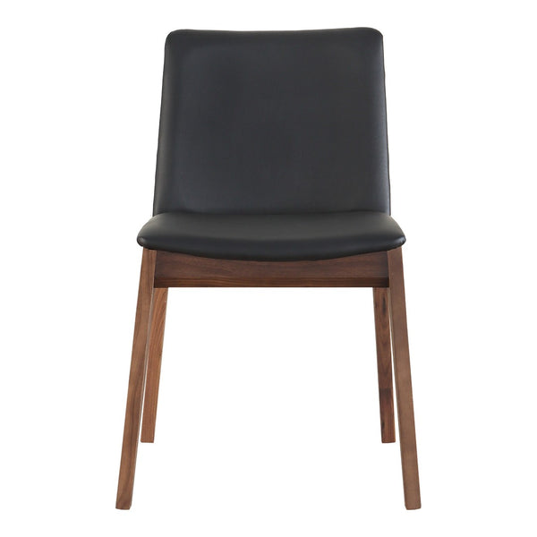 HomeRoots Set of Two Stylish Black and Walnut Mid-Century Side Chairs for Dining, Office, or Bedroom Use 527802