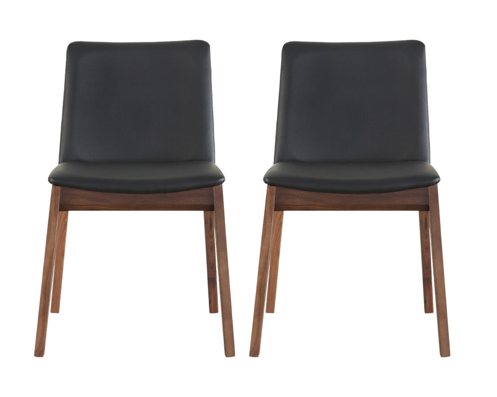 HomeRoots Set of Two Stylish Black and Walnut Mid-Century Side Chairs for Dining, Office, or Bedroom Use 527802