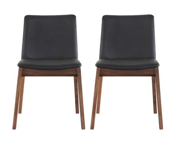 HomeRoots Set of Two Stylish Black and Walnut Mid-Century Side Chairs for Dining, Office, or Bedroom Use 527802