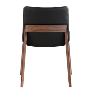 HomeRoots Set of Two Stylish Black and Walnut Mid-Century Side Chairs for Dining, Office, or Bedroom Use 527802