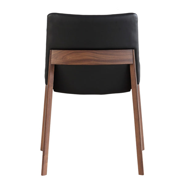 HomeRoots Set of Two Stylish Black and Walnut Mid-Century Side Chairs for Dining, Office, or Bedroom Use 527802