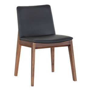 HomeRoots Set of Two Stylish Black and Walnut Mid-Century Side Chairs for Dining, Office, or Bedroom Use 527802