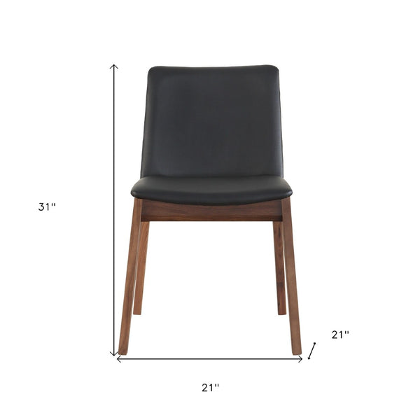 HomeRoots Set of Two Stylish Black and Walnut Mid-Century Side Chairs for Dining, Office, or Bedroom Use 527802