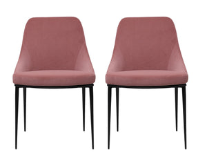 HomeRoots Set of Two Stylish Pink and Black Velvet Dining Chairs - Modern Comfort for Any Space 527807