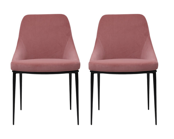 HomeRoots Set of Two Stylish Pink and Black Velvet Dining Chairs - Modern Comfort for Any Space 527807