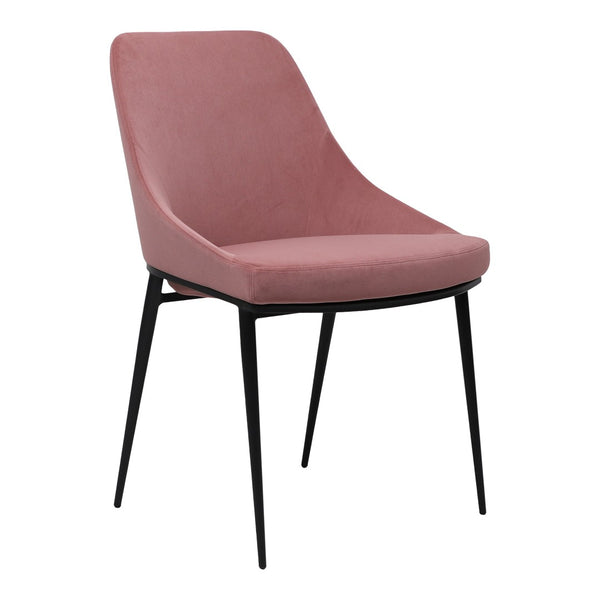 HomeRoots Set of Two Stylish Pink and Black Velvet Dining Chairs - Modern Comfort for Any Space 527807