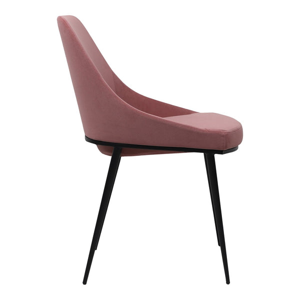 HomeRoots Set of Two Stylish Pink and Black Velvet Dining Chairs - Modern Comfort for Any Space 527807