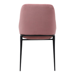 HomeRoots Set of Two Stylish Pink and Black Velvet Dining Chairs - Modern Comfort for Any Space 527807