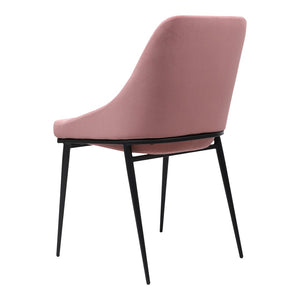 HomeRoots Set of Two Stylish Pink and Black Velvet Dining Chairs - Modern Comfort for Any Space 527807