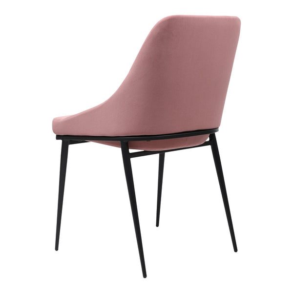 HomeRoots Set of Two Stylish Pink and Black Velvet Dining Chairs - Modern Comfort for Any Space 527807