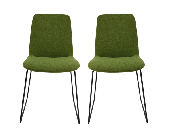 HomeRoots Set of Two Stylish Green and Black Velvet Upholstered Side Chairs for Modern Dining & Accent Use 527808