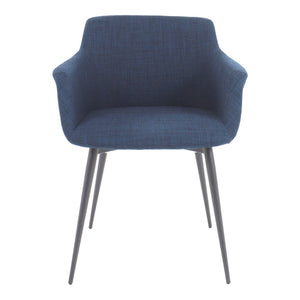 HomeRoots Set of Two Contemporary Blue and Silver Upholstered Dining Arm Chairs for Modern Elegance 527809
