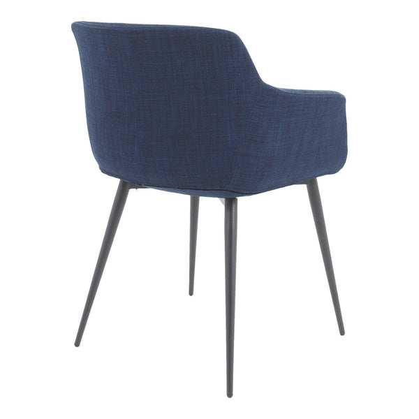 HomeRoots Set of Two Contemporary Blue and Silver Upholstered Dining Arm Chairs for Modern Elegance 527809