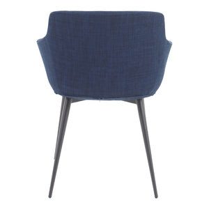 HomeRoots Set of Two Contemporary Blue and Silver Upholstered Dining Arm Chairs for Modern Elegance 527809