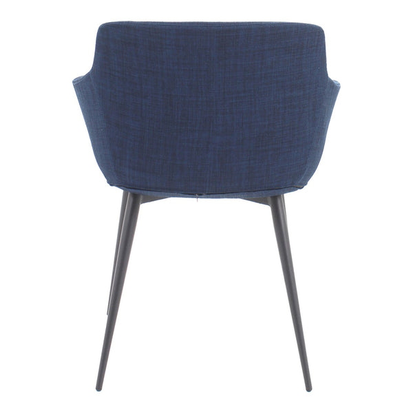 HomeRoots Set of Two Contemporary Blue and Silver Upholstered Dining Arm Chairs for Modern Elegance 527809