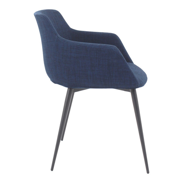 HomeRoots Set of Two Contemporary Blue and Silver Upholstered Dining Arm Chairs for Modern Elegance 527809
