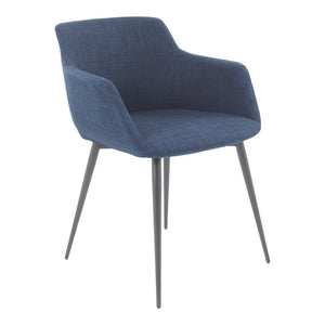 HomeRoots Set of Two Contemporary Blue and Silver Upholstered Dining Arm Chairs for Modern Elegance 527809