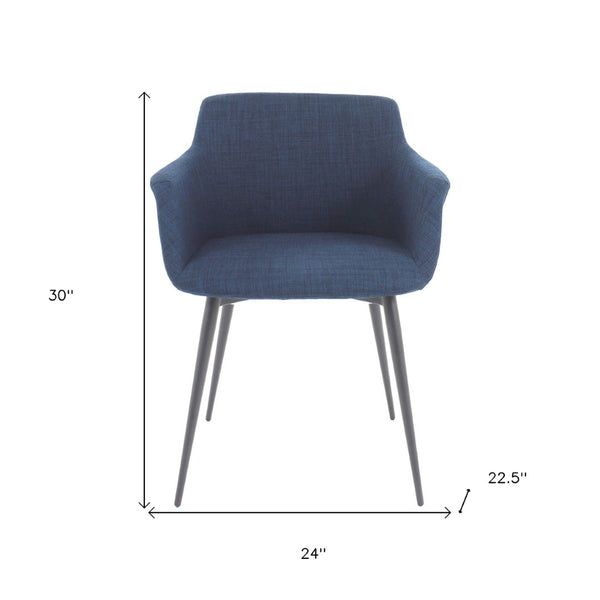 HomeRoots Set of Two Contemporary Blue and Silver Upholstered Dining Arm Chairs for Modern Elegance 527809