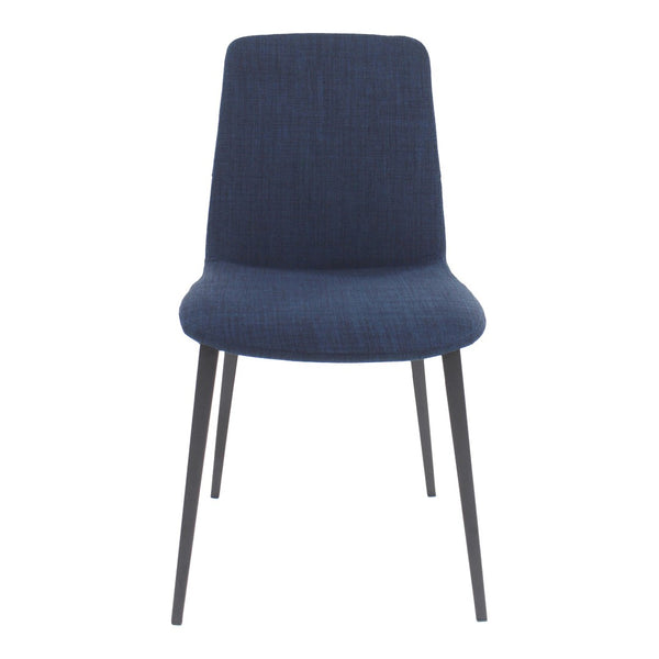 HomeRoots Set of Two Modern Blue and Black Upholstered Dining Chairs with Steel Frame for Versatile Comfort 527810