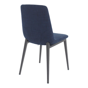 HomeRoots Set of Two Modern Blue and Black Upholstered Dining Chairs with Steel Frame for Versatile Comfort 527810