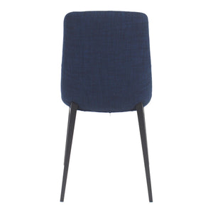 HomeRoots Set of Two Modern Blue and Black Upholstered Dining Chairs with Steel Frame for Versatile Comfort 527810