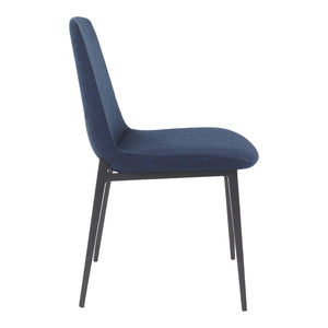 HomeRoots Set of Two Modern Blue and Black Upholstered Dining Chairs with Steel Frame for Versatile Comfort 527810