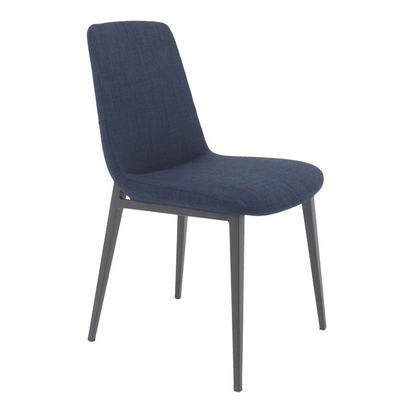 HomeRoots Set of Two Modern Blue and Black Upholstered Dining Chairs with Steel Frame for Versatile Comfort 527810