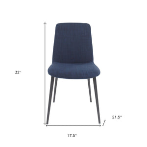 HomeRoots Set of Two Modern Blue and Black Upholstered Dining Chairs with Steel Frame for Versatile Comfort 527810