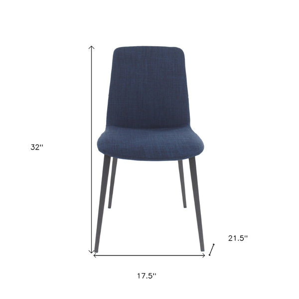 HomeRoots Set of Two Modern Blue and Black Upholstered Dining Chairs with Steel Frame for Versatile Comfort 527810