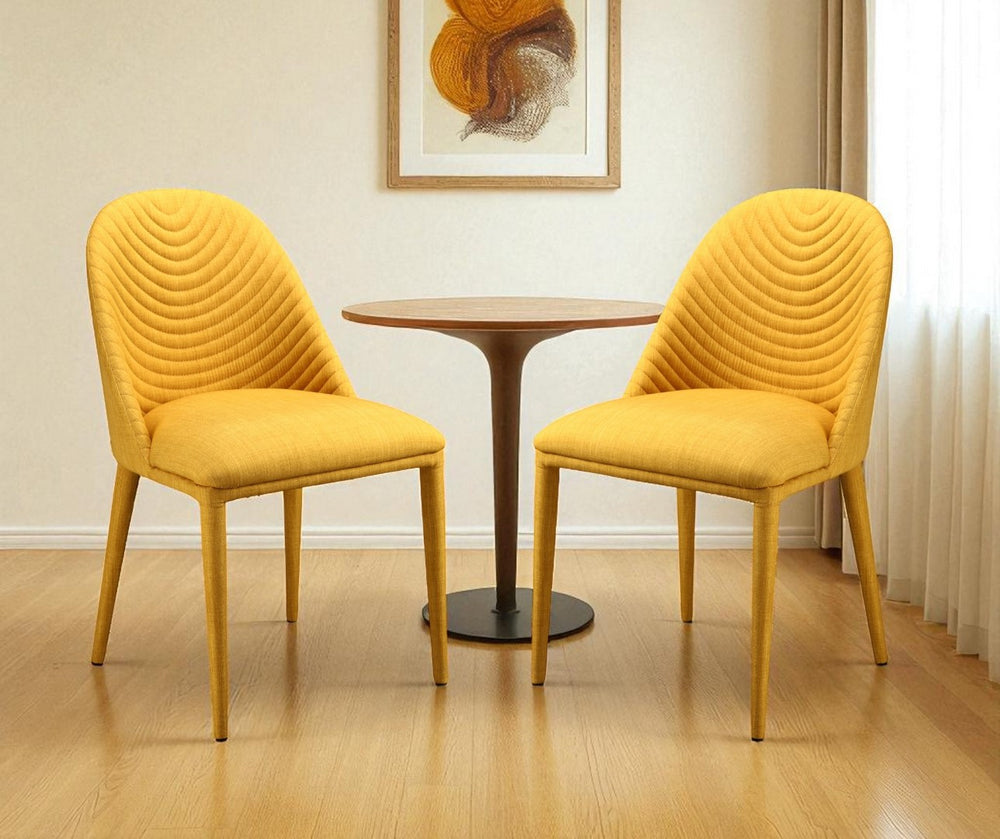 HomeRoots Set of Two Yellow Upholstered Dining Chairs – Contemporary Style, Comfort & Versatile Accent Seating 527811