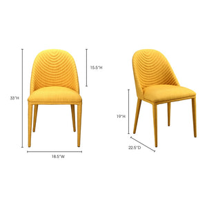 HomeRoots Set of Two Yellow Upholstered Dining Chairs – Contemporary Style, Comfort & Versatile Accent Seating 527811