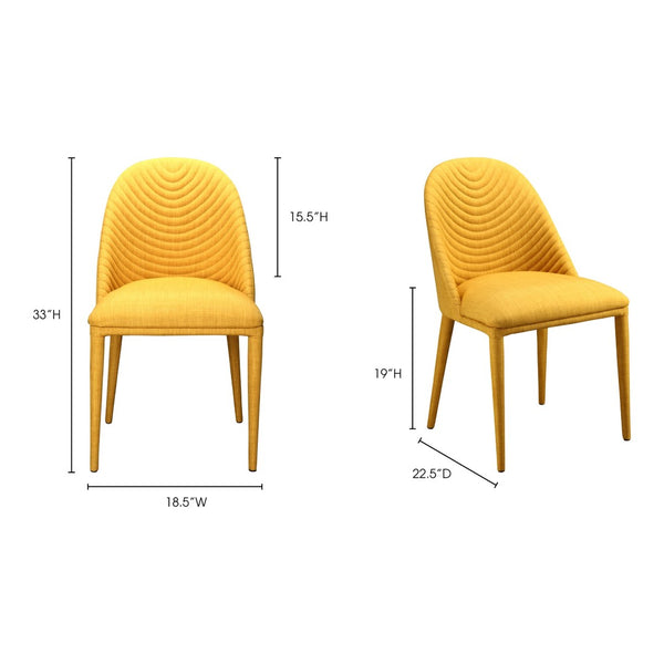 HomeRoots Set of Two Yellow Upholstered Dining Chairs – Contemporary Style, Comfort & Versatile Accent Seating 527811