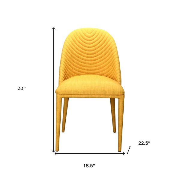 HomeRoots Set of Two Yellow Upholstered Dining Chairs – Contemporary Style, Comfort & Versatile Accent Seating 527811