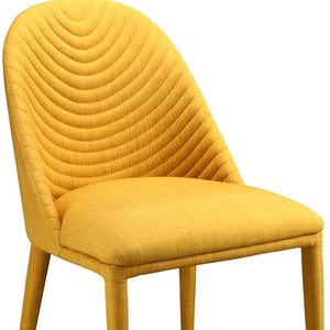 HomeRoots Set of Two Yellow Upholstered Dining Chairs – Contemporary Style, Comfort & Versatile Accent Seating 527811