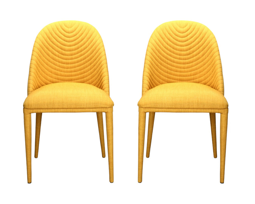 HomeRoots Set of Two Yellow Upholstered Dining Chairs – Contemporary Style, Comfort & Versatile Accent Seating 527811
