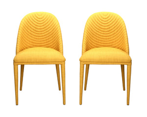 HomeRoots Set of Two Yellow Upholstered Dining Chairs – Contemporary Style, Comfort & Versatile Accent Seating 527811