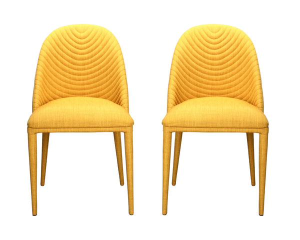 HomeRoots Set of Two Yellow Upholstered Dining Chairs – Contemporary Style, Comfort & Versatile Accent Seating 527811