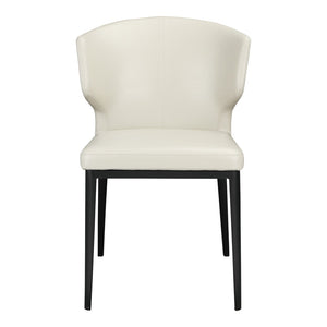HomeRoots Set of Two Elegant Beige and Black Wing Back Dining Chairs - Upholstered Faux Leather Comfort 527813