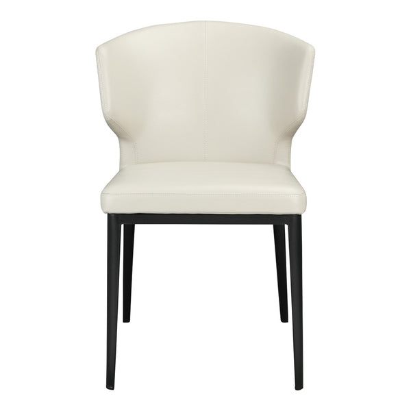 HomeRoots Set of Two Elegant Beige and Black Wing Back Dining Chairs - Upholstered Faux Leather Comfort 527813