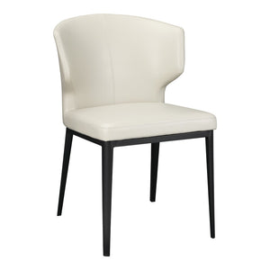 HomeRoots Set of Two Elegant Beige and Black Wing Back Dining Chairs - Upholstered Faux Leather Comfort 527813