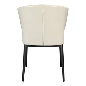 HomeRoots Set of Two Elegant Beige and Black Wing Back Dining Chairs - Upholstered Faux Leather Comfort 527813