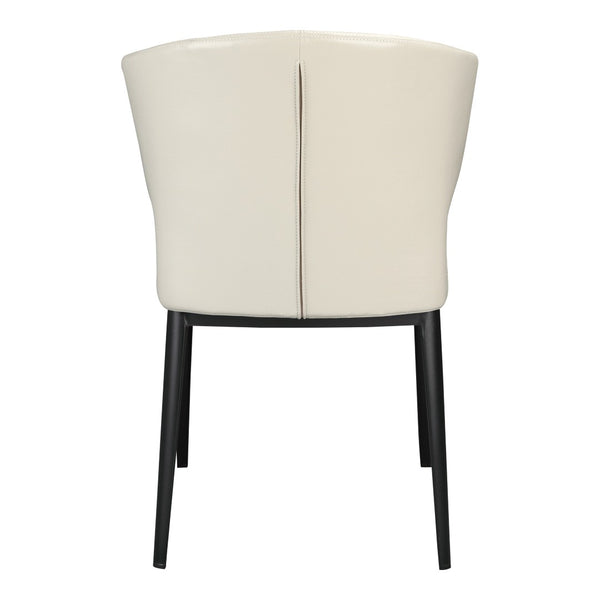 HomeRoots Set of Two Elegant Beige and Black Wing Back Dining Chairs - Upholstered Faux Leather Comfort 527813