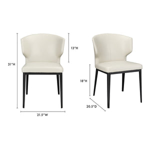 HomeRoots Set of Two Elegant Beige and Black Wing Back Dining Chairs - Upholstered Faux Leather Comfort 527813