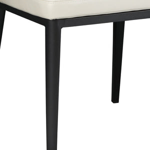 HomeRoots Set of Two Elegant Beige and Black Wing Back Dining Chairs - Upholstered Faux Leather Comfort 527813